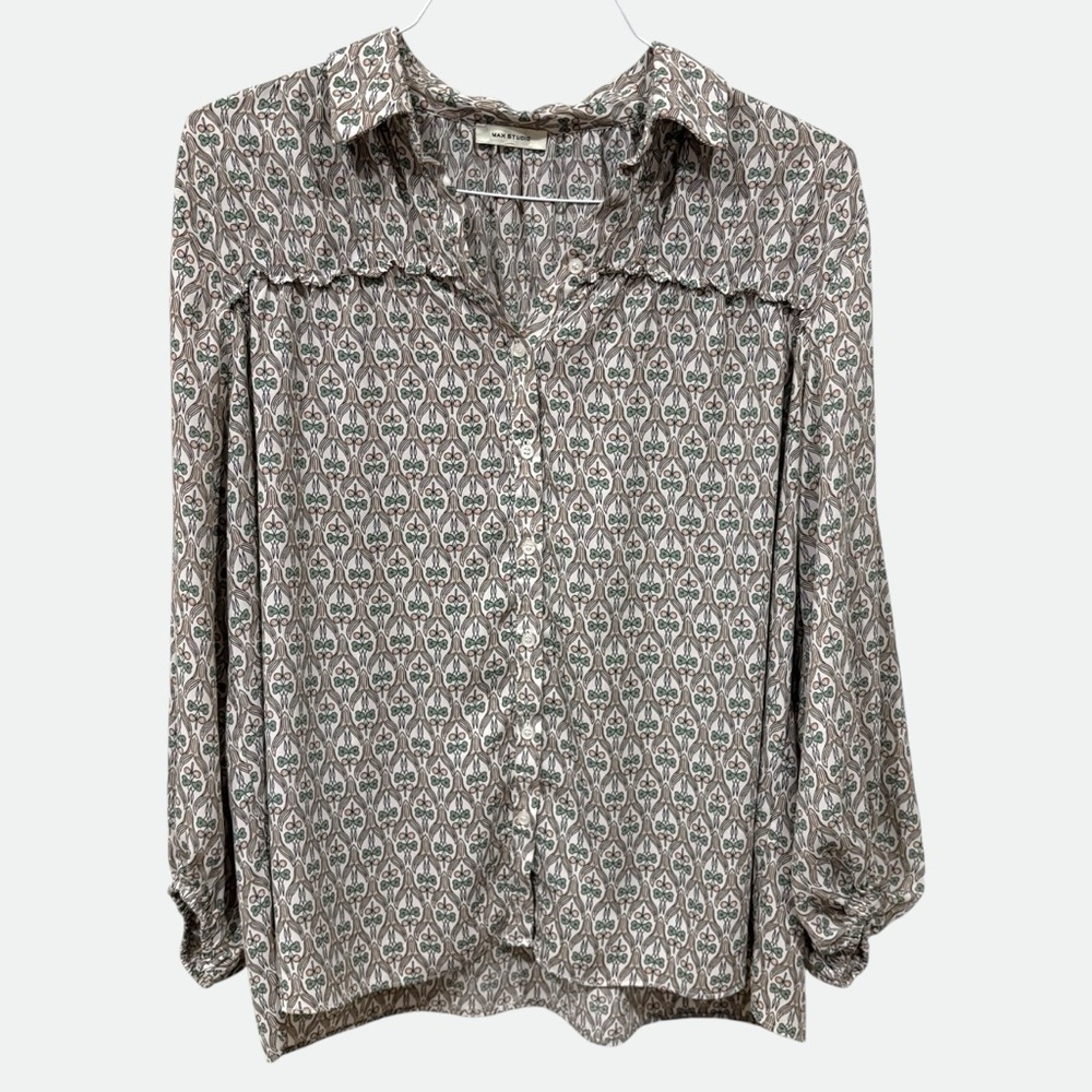 Max Studio Geometric Print Button Down Shirt XL